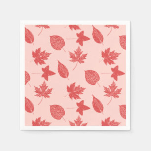 Servilleta De Papel Hojas de otoño - naranja coral y rosa