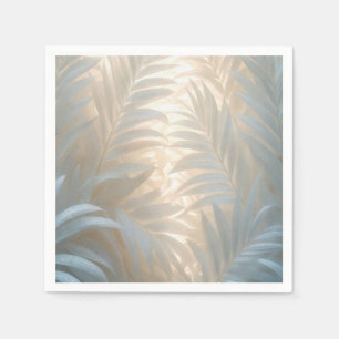 Servilleta De Papel Hojas de palma blancas en colores pálidos, acuarel