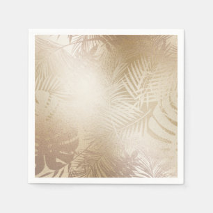 Servilleta De Papel Hojas de Palma Tropical Botánica Resplandor Dorado