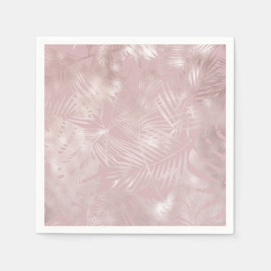Servilleta De Papel Hojas de Palma Tropical Botánico Rosa Dorado Rosa