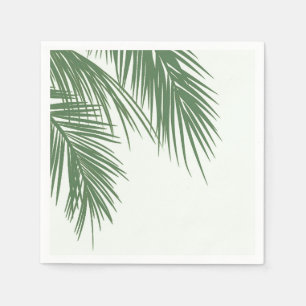 Servilleta De Papel Hojas de Palma Tropicales Elegantes Verdes Blancas