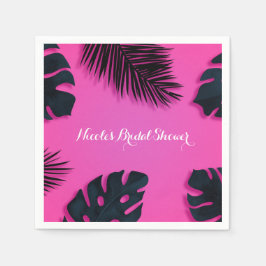 Servilleta De Papel Hojas de palma tropicales rosadas fiesta luau vera