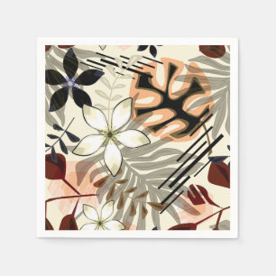 Servilleta De Papel Hojas de palma y monstera, tropicales