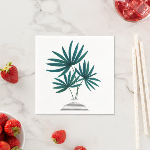 Servilleta De Papel Hojas de palmera minimalistas en una parcela rayad