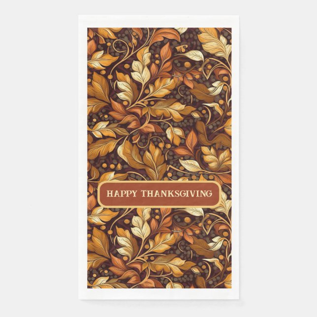 Servilleta De Papel Hojas Doradas Personalizables (Anverso)