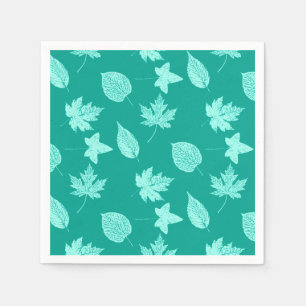 Servilleta De Papel Hojas otoñales - aqua y turquesa