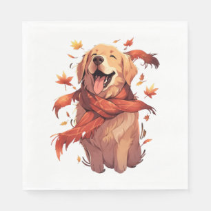 Servilleta De Papel Hojas otoñales del perro otoñal