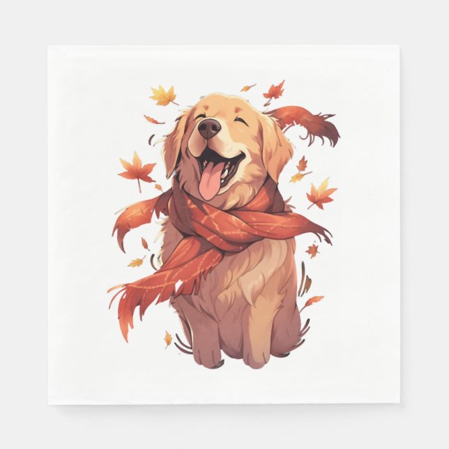 Servilleta De Papel Hojas otoñales del perro otoñal (Anverso)
