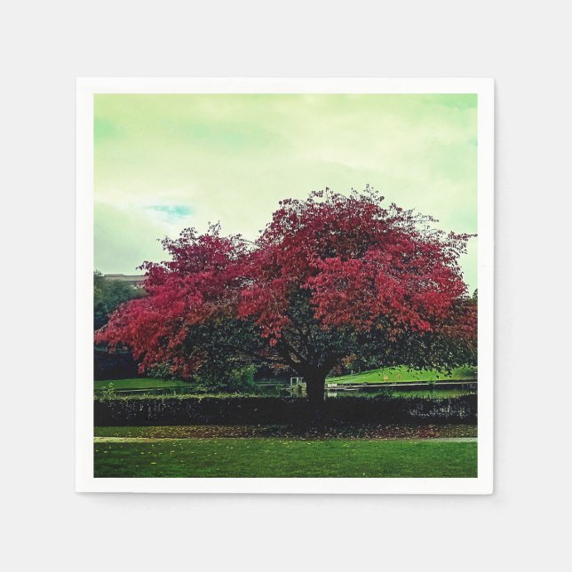 Servilleta De Papel Hojas rojas (Anverso)