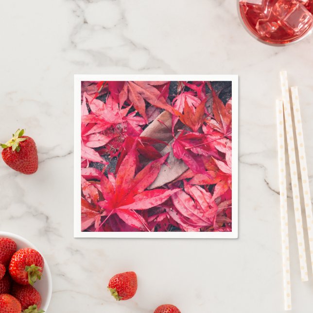 Servilleta De Papel Hojas rojas de otoño (In situ)