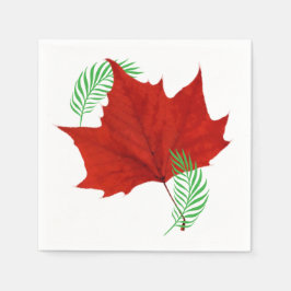 Servilleta De Papel Hojas rojas y helechos