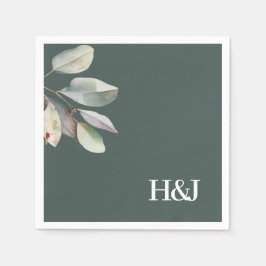 Servilleta De Papel Hojas sofisticadas de eucalipto en monograma
