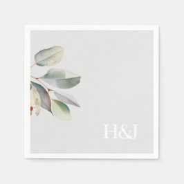 Servilleta De Papel Hojas sofisticadas de eucalipto en monograma