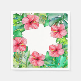 Servilleta De Papel Hojas tropicales de Hibiscus floral hawaiana