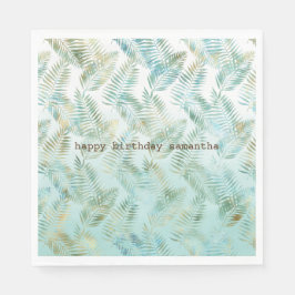 Servilleta De Papel Hojas tropicales de oro Aqua Green