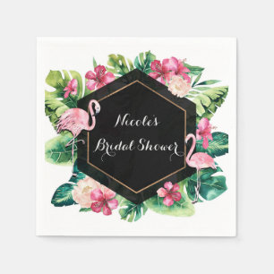Servilleta De Papel Hojas tropicales Hibiscus Flamingos Fiesta elegant