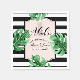 Servilleta De Papel Hojas Tropicales & Piña Elegante Boda Moderna