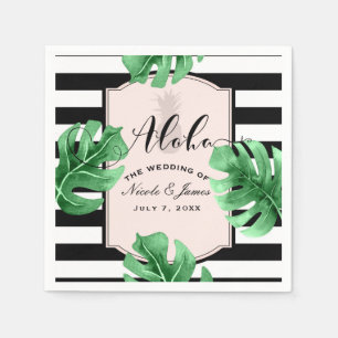 Servilleta De Papel Hojas Tropicales & Piña Elegante Boda Moderna