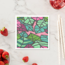 Servilleta De Papel Hojas tropicales rosas y verdes