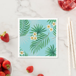 Servilleta De Papel Hojas tropicales y flores
