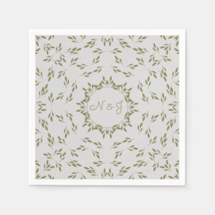 Servilleta De Papel Hojas Verde Oliva Avena Natural Boda Rústica
