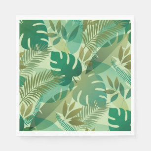 Servilleta De Papel Hojas verdes aireadas de follaje tropical