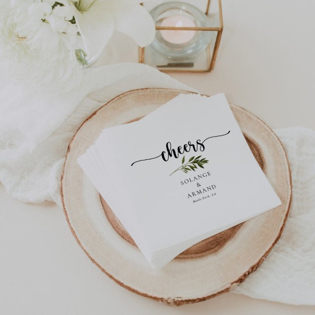 Servilleta De Papel Hojas verdes botánicas Bodas Cheers Napkins (Subido por el creador)