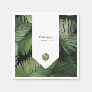Servilleta De Papel Hojas Verdes de Palma Tropicales para Boda
