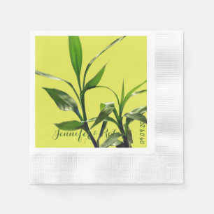 Servilleta De Papel Hojas verdes frescas de bambú suertudo en verde