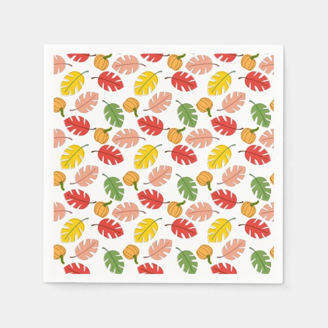 Servilleta De Papel Hojas y calabazas (Anverso)