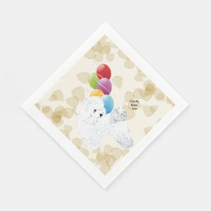 Servilleta De Papel Hojas y globos del moreno de Bichon Frise