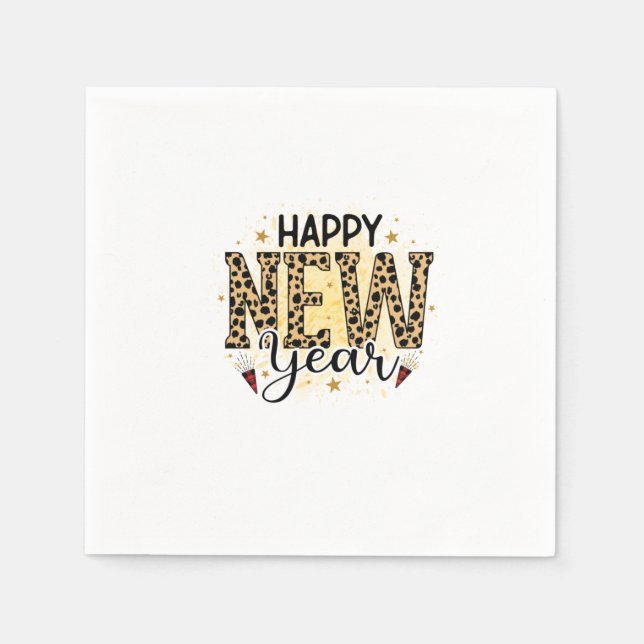 Servilleta De Papel Hola 2022 Feliz Año Nuevo Leopardo (Anverso)
