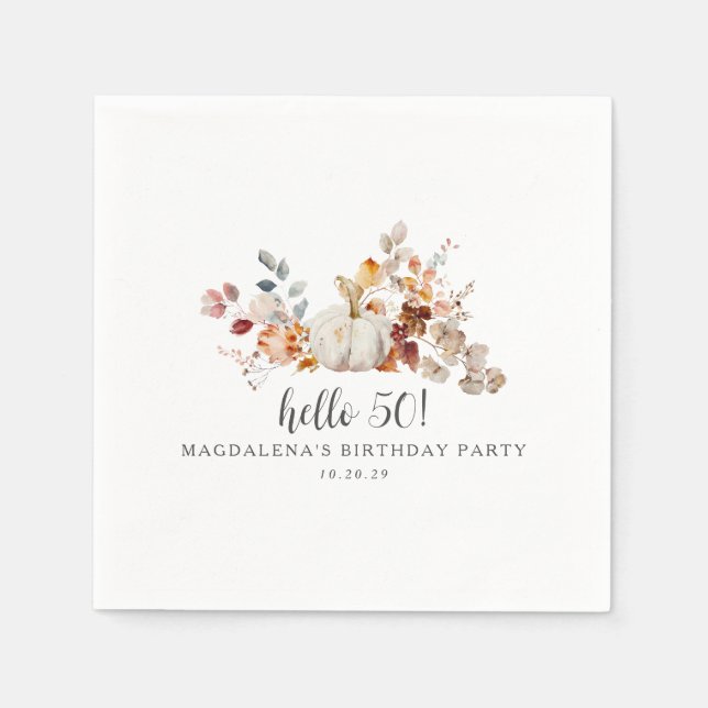 Servilleta De Papel Hola 50 Cae La Calabaza Sale Personalizado Cumplea (Anverso)