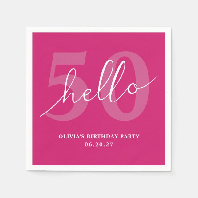 Servilleta De Papel Hola 50 | Personalizado del cumpleaños 50 del negr (Anverso)