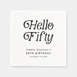 Servilleta De Papel Hola 50 Retro Fiesta de Cumpleaños