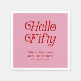 Servilleta De Papel Hola 50 Retro Fiesta de Cumpleaños