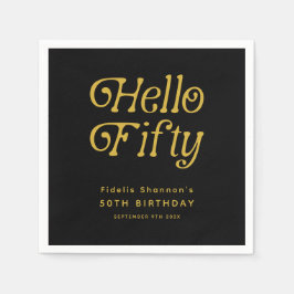 Servilleta De Papel Hola 50 Retro Fiesta de Cumpleaños