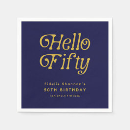 Servilleta De Papel Hola 50 Retro Fiesta de Cumpleaños