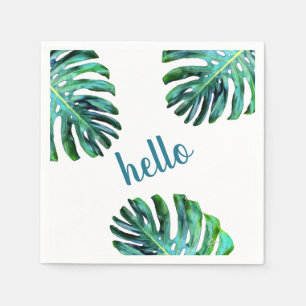 Servilleta De Papel Hola a la tipografía de moda de la hoja tropical v