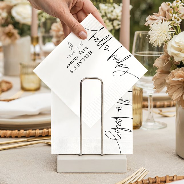 Servilleta De Papel Hola Baby Elegant Calligraphy Baby Shower (Subido por el creador)
