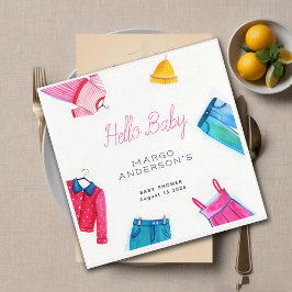 Servilleta De Papel Hola Baby Pink Blue Clothes Baby Shower