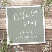 Hola Baby Shower Género Neutral Boho Sage Green