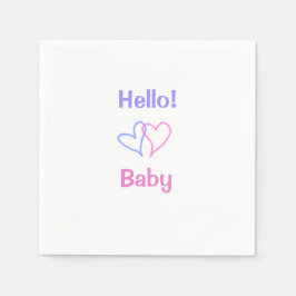 Servilleta De Papel Hola bebé púrpura púrpura nombre de corazón acuare