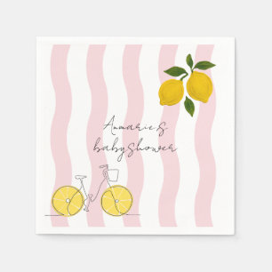 Servilleta De Papel Hola Bebe Rayas Rosadas Limones Niña Baby Shower
