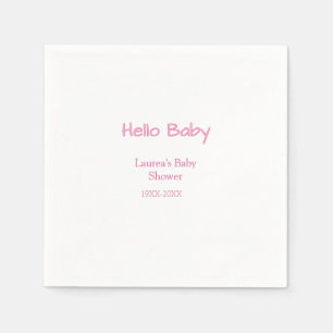 Servilleta De Papel hola bebé rosa pastel shower de bebé nombre fecha