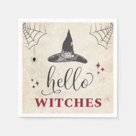 Servilleta De Papel Hola Brujas Halloween Texto Divertido Despedida de