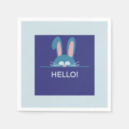 Servilleta De Papel Hola conejo azul de Pascua