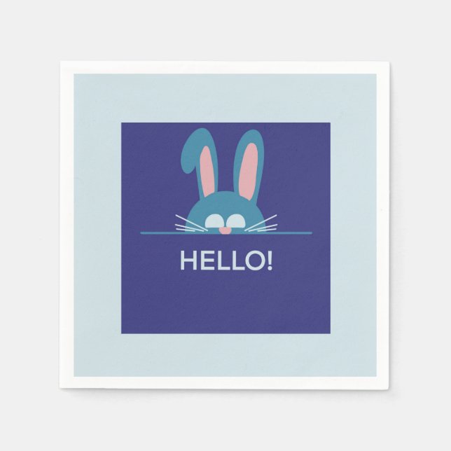 Servilleta De Papel Hola conejo azul de Pascua (Anverso)