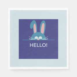 Servilleta De Papel Hola conejo azul de Pascua