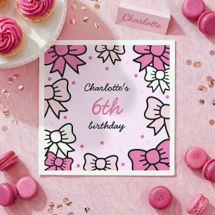 Servilleta De Papel Hola Cumpleaños Fiesta de lazo rosa de dibujos ani